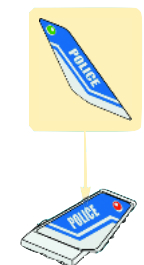 Tail Shuttle with POLICE on Both Sides, Red Circle on Left, and Green Circle on Right Pattern (Stickers) - Set 4473