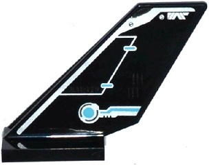 Tail Shuttle with Rudder and Silver and Medium Azure Circuitry Pattern on Left Side (Sticker) - Set 70170