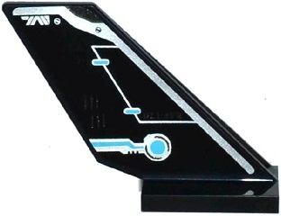 Tail Shuttle with Rudder and Silver and Medium Azure Circuitry Pattern on Right Side (Sticker) - Set 70170