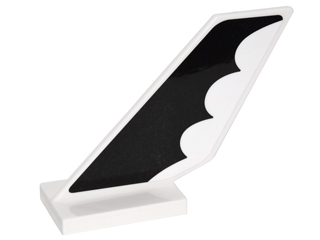 Tail Shuttle with Black Bat Wing with Scalloped Edge Pattern on Both Sides (Stickers) - Set 76052