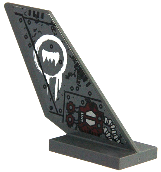 Tail Shuttle with Worn Bolted Metal Plates and White Fang Pattern Model Left Side (Sticker) - Set 70009