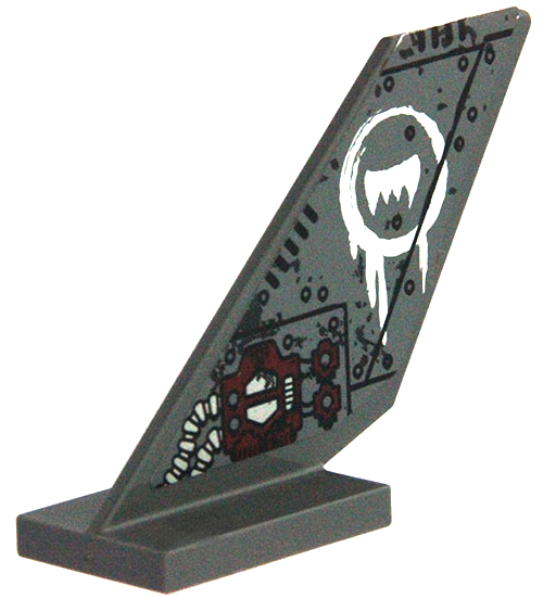 Tail Shuttle with Worn Bolted Metal Plates and White Fang Pattern Model Right Side (Sticker) - Set 70009