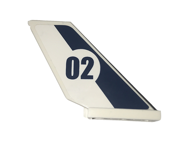 Tail Shuttle with Dark Blue Stripe and '02' in White Circle Pattern on Both Sides (Stickers) - Set 60070