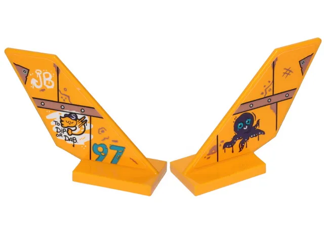 Tail Shuttle with '97', 'JB', To DIP or DAB', Shrimp and Octopus Pattern on Both Sides (Stickers) - Set 70433