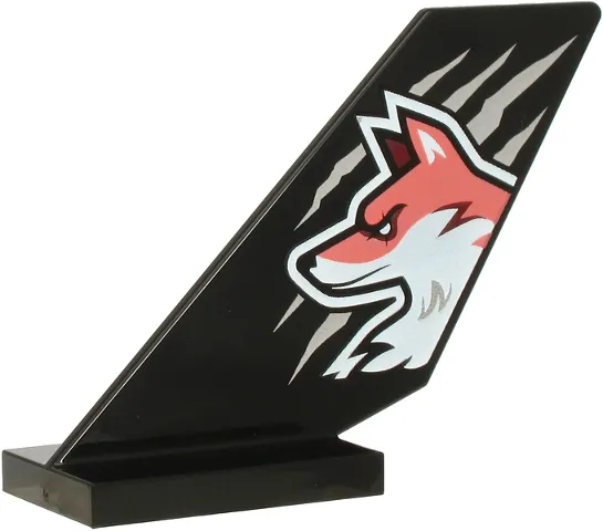 Tail Shuttle with Coral and White Fox Head over Silver Scratches Pattern on Both Sides