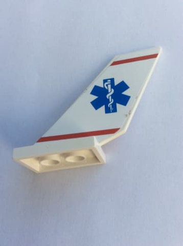 Tail Shuttle with 2 Red Stripes and Blue Star of Life Pattern on Both Sides (Stickers) - Set 2064