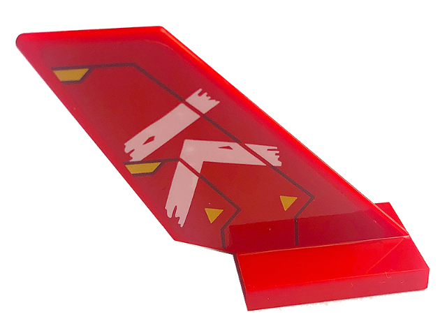 Tail Shuttle with Gold Triangles, Dark Red Lines, and White Letter 'K' Pattern on Both Sides (Stickers) - Set 71773