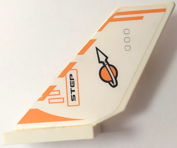 Tail Shuttle with Orange and White Classic Space Logo, Stripes and 'STEP' Pattern Model Left Side (Sticker) - Set 7649