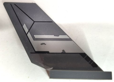 Tail Shuttle with Light Bluish Gray Worn Stripes and Armor Plates with Black Outlines Pattern Model Left Side (Sticker) - Set 75346