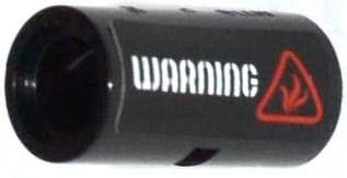 Technic, Pin Connector Round 2L with Slot with White 'WARNING' and Red Fire Hazard Symbol Pattern (Sticker) - Set 70808