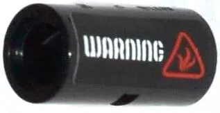 Technic, Pin Connector Round 2L with Slot with White 'WARNING' and Red Fire Hazard Symbol Pattern (Sticker) - Set 70808