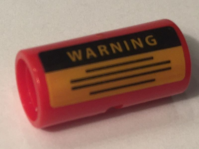 Technic, Pin Connector Round 2L with Slot with 'WARNING' and Yellow Rectangle with Black Lines Pattern (Sticker) - Set 10274