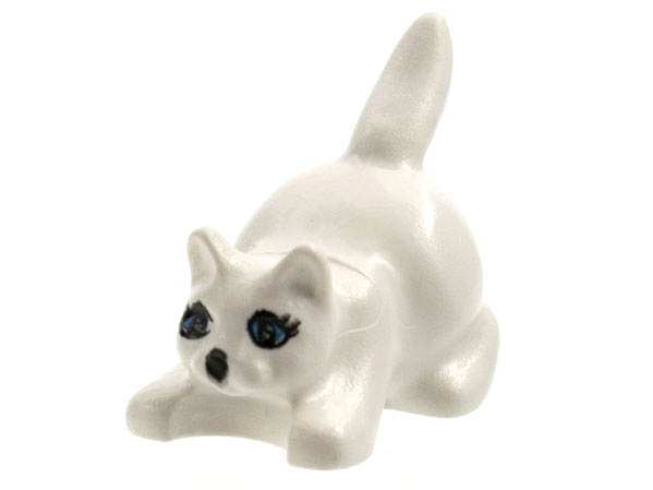 Cat, Crouching with Medium Blue Eyes, Black Pupils, Eyelashes and Nose Pattern