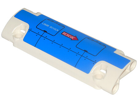 Technic, Panel Curved 11 x 3 with Blue Panel with 'LIQUID OXYGEN' and Red Arrow with 'RESCUE' Pattern Model Left (Sticker) - Set 42025