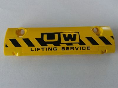 Technic, Panel Curved 11 x 3 with Black and Yellow Danger Stripes and 'UW LIFTING SERVICE' Pattern (Sticker) - Set 8258
