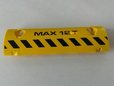 Technic, Panel Curved 11 x 3 with Black and Yellow Danger Stripes and 'MAX 12 T' Pattern Model Left Side (Sticker) - Set 8258