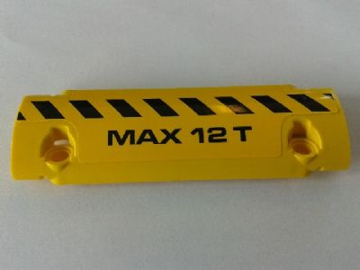 Technic, Panel Curved 11 x 3 with Black and Yellow Danger Stripes and 'MAX 12 T' Pattern Model Right Side (Sticker) - Set 8258
