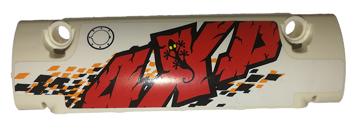 Technic, Panel Curved 11 x 3 with Filler Cap and Black and Orange Rhombuses and '4X4' Pattern Model Left Side (Sticker) - Set 9398