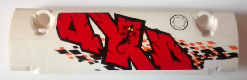 Technic, Panel Curved 11 x 3 with Filler Cap and Black and Orange Rhombuses and '4X4' Pattern Model Right Side (Sticker) - Set 9398