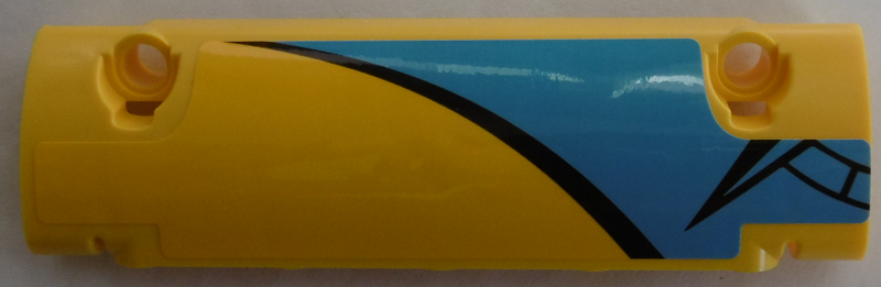Technic, Panel Curved 11 x 3 with Black Curved Line and Compass Point on Dark Azure and Yellow Background Pattern, Model Left Side (Sticker) - Set 42074