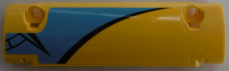 Technic, Panel Curved 11 x 3 with Black Curved Line and Compass Point on Dark Azure and Yellow Background Pattern, Model Right Side (Sticker) - Set 42074