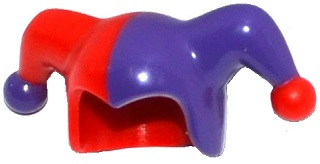 Minifigure, Headgear Jester's Cap with Dark Purple Left Side and Dark Purple Pom Pom Right Side Pattern