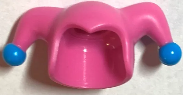 Minifigure, Headgear Jester's Cap with Dark Azure Pom Poms Pattern (BAM)