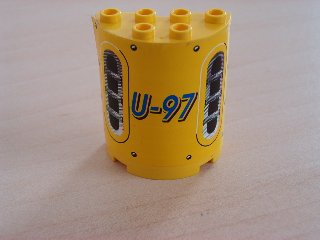 Cylinder Half 2 x 4 x 4 with 'U-97' & Vent Holes Pattern (Sticker) - Set 8250