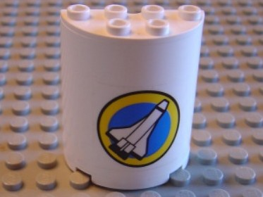 Cylinder Half 2 x 4 x 4 with Shuttle Pattern (Sticker) - Set 6454