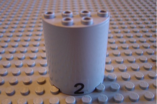 Cylinder Half 2 x 4 x 4 with Black Number 2 Pattern (Sticker) - Set 6339