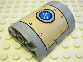 Cylinder Half 2 x 4 x 4 with Patched Metal Plate and Porthole on Tan Background Pattern (Sticker) - Set 3832