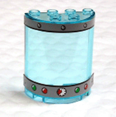 Cylinder Half 2 x 4 x 4 with Gauge, Rivets and 4 Lights Pattern (Stickers) - Set 4981