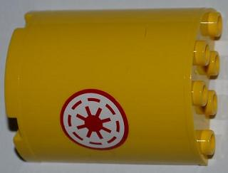 Cylinder Half 2 x 4 x 4 with Red SW Republic Pattern Model Left Side (Sticker) - Set 8037