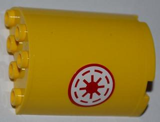 Cylinder Half 2 x 4 x 4 with Red SW Republic Pattern Model Right Side (Sticker) - Set 8037
