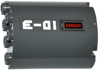 Cylinder Half 2 x 4 x 4 with 'E-01' and 'DANGER' Pattern Model Left Side (Sticker) - Set 60092