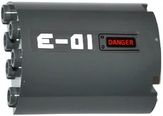 Cylinder Half 2 x 4 x 4 with 'E-01' and 'DANGER' Pattern Model Left Side (Sticker) - Set 60092