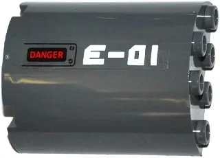 Cylinder Half 2 x 4 x 4 with 'E-01' and 'DANGER' Pattern Model Right Side (Sticker) - Set 60092