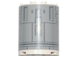 Cylinder Half 2 x 4 x 4 with Dark Bluish Gray Mechanical Rectangles on Light Bluish Gray Background Pattern (Sticker) - Set 75172