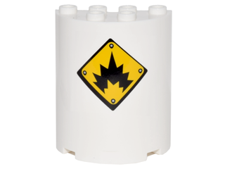 Cylinder Half 2 x 4 x 4 with Black Danger Explosion on Yellow Background Sign Pattern (Sticker) - Set 70900