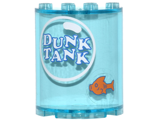 Cylinder Half 2 x 4 x 4 with 'DUNK TANK' in White Bubble and Orange Fish Pattern (Stickers) - Set 10244