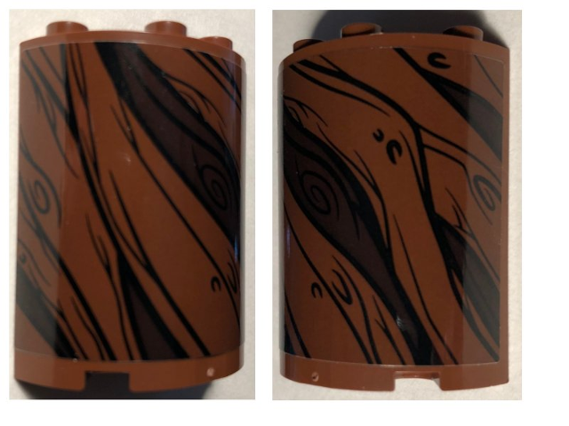 Cylinder Half 2 x 4 x 4 with Tree Bark Lines Pattern 2 (Sticker) - Set 75953