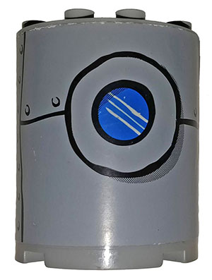Cylinder Half 2 x 4 x 4 with Patched Metal Plate and Porthole Pattern Centered (Sticker) - Set 3832