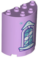 Cylinder Half 2 x 4 x 4 with Curved Lattice Window and Snowflakes Pattern