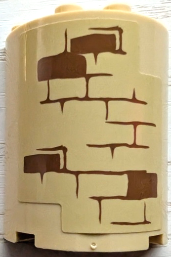 Cylinder Half 2 x 4 x 4 with Bricks and Medium Nougat Mortar Pattern (Sticker) - Set 75969