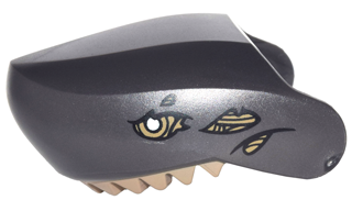 Shark Head Large with Dark Tan Teeth, Eyes, and Sinews, White Pupils Pattern