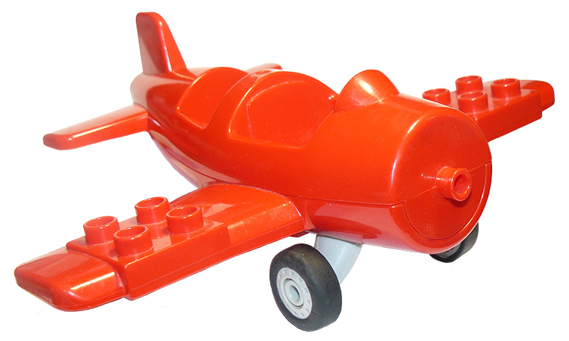 Duplo Airplane Small with Rear Cargo Bay, Light Bluish Gray Wheels Assembly, Small Propeller Pin