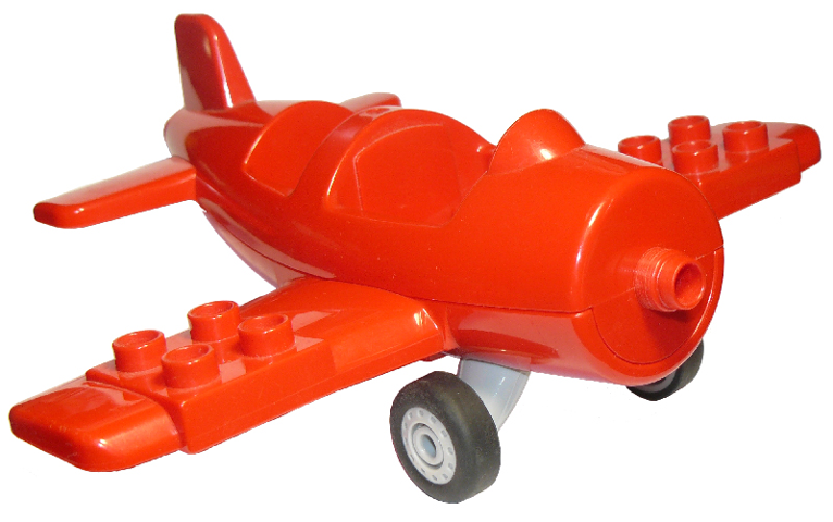 Duplo Airplane Small with Rear Cargo Bay, Light Bluish Gray Wheels Assembly, Large Propeller Pin