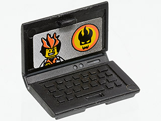 Minifigure, Utensil Computer Laptop with Agents Logo Screen Pattern (Sticker) - Set 8634