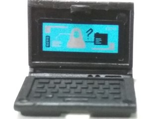 Minifigure, Utensil Computer Laptop with White and Black Items on Screen Pattern (Sticker) - Set 70165
