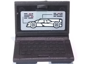Minifigure, Utensil Computer Laptop with Race Car on Screen Pattern (Sticker) - Set 75887